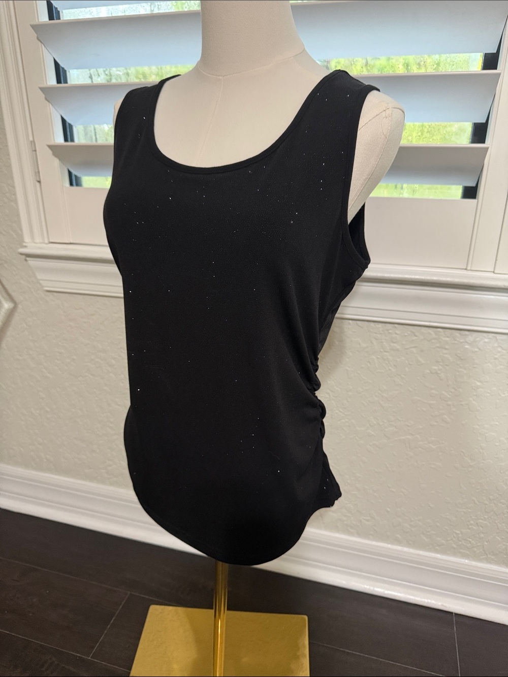 Black Women's Sparkle Scoop Neck Tank Top